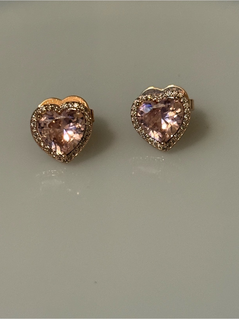 Kate Spade Rose Pink Heart Crystal Halo Stud Earrings in Gold